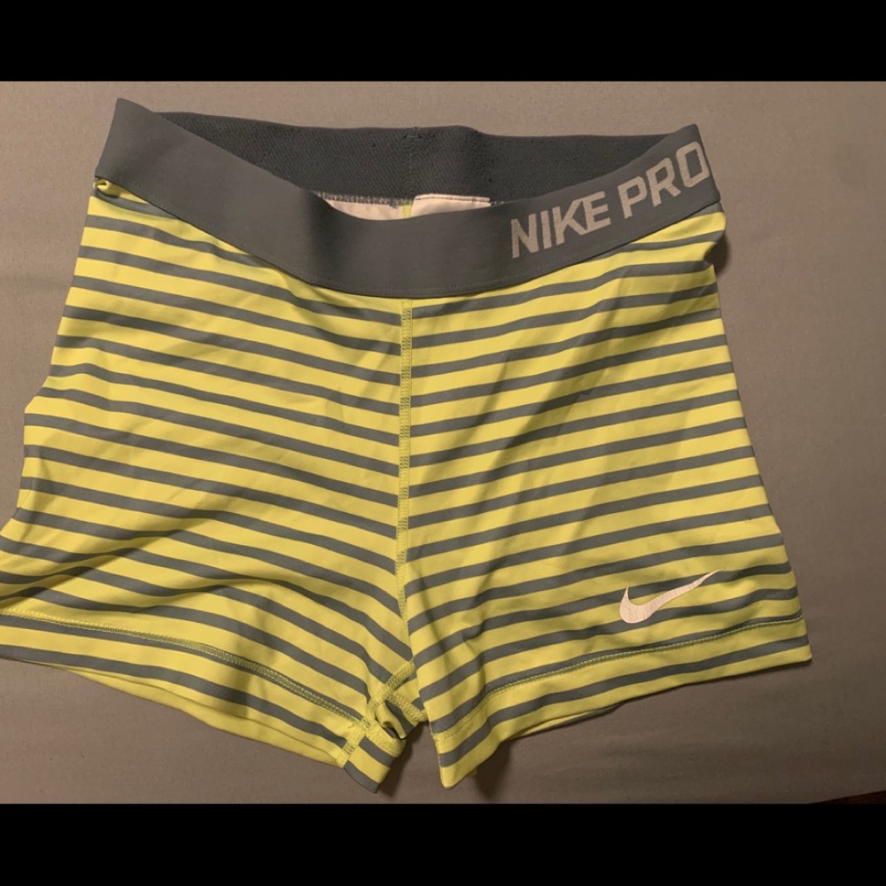 Neon Yellow Nike Pro Spandex Shorts